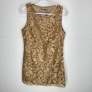 NWT Lucy Paris Sleeveless Lace Shift Dress in Golden Tan